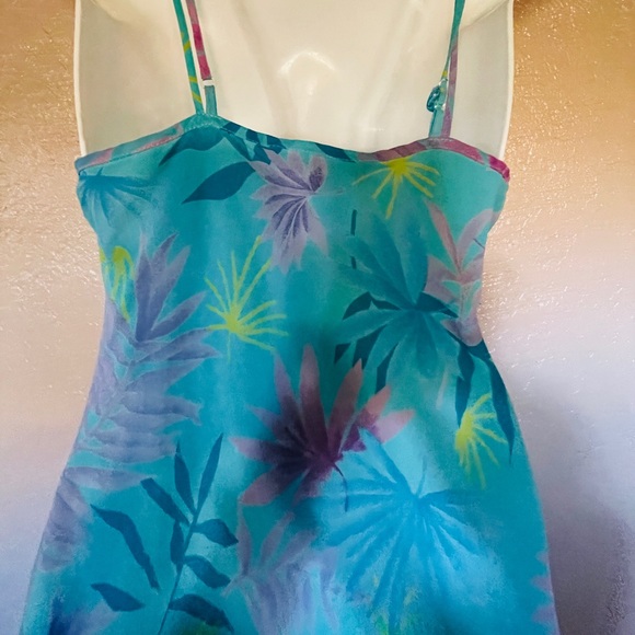 PRIVATE LUXURIES Asymmetric Tropical Floral Print Dress Medium As-Is - Picture 8 of 10